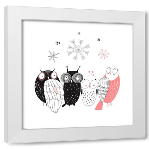 Owl IV White Modern Wood Framed Art Print by GraphINC