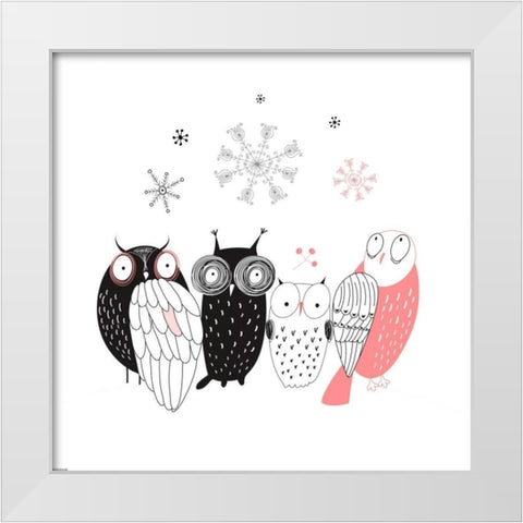 Owl IV White Modern Wood Framed Art Print by GraphINC