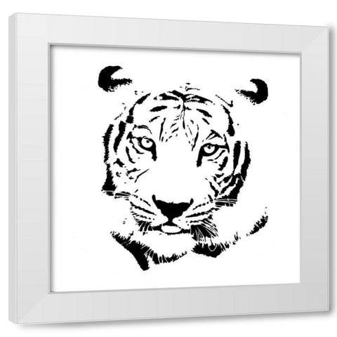 Tiger White Modern Wood Framed Art Print by GraphINC