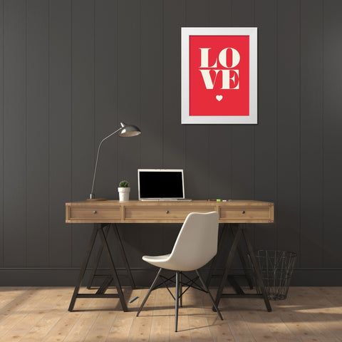 Love White Modern Wood Framed Art Print by GraphINC