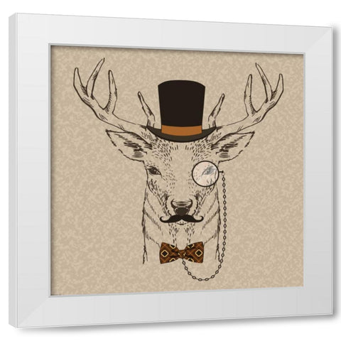 Deer-man 2 White Modern Wood Framed Art Print by GraphINC