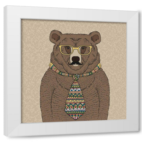 Bear-man White Modern Wood Framed Art Print by GraphINC