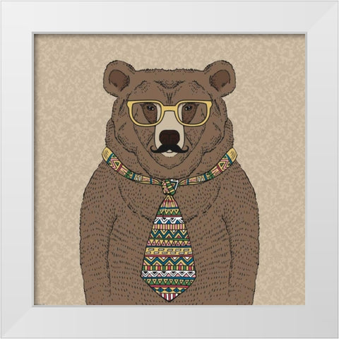 Bear-man White Modern Wood Framed Art Print by GraphINC