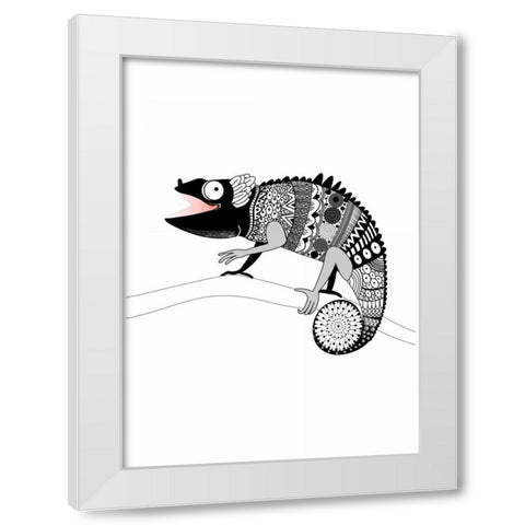 Gecko White Modern Wood Framed Art Print by GraphINC