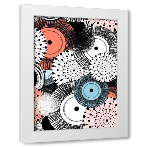 Flowers and Design White Modern Wood Framed Art Print by GraphINC