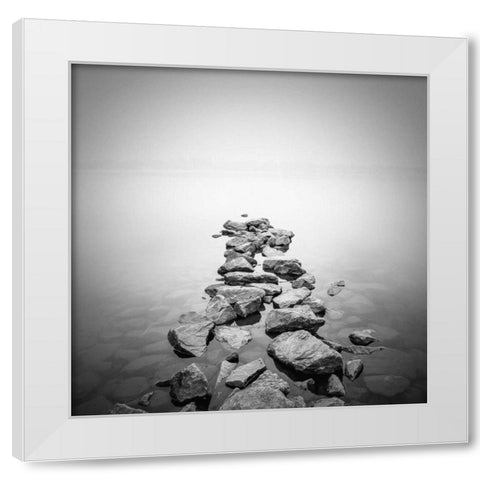 Piled rocks White Modern Wood Framed Art Print by PhotoINC Studio
