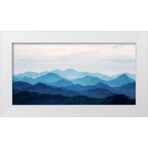 Blue Mountains White Modern Wood Framed Art Print by PhotoINC Studio