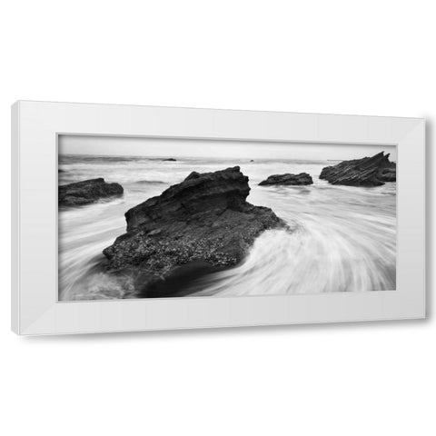 Beach Rocks White Modern Wood Framed Art Print by PhotoINC Studio