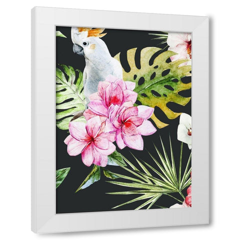 Cockatoo Dark White Modern Wood Framed Art Print by Incado