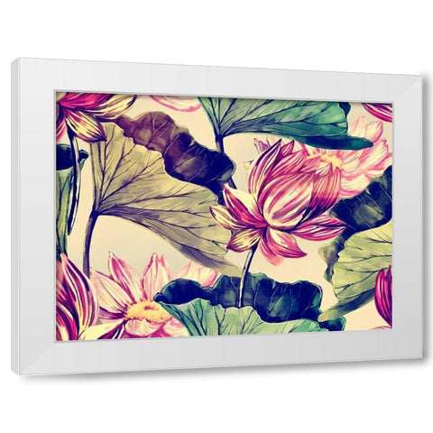 Water Lily White Modern Wood Framed Art Print by Incado