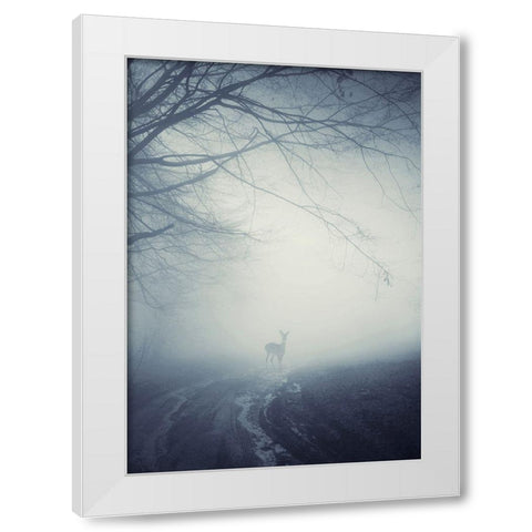 Foggy Morning Hike White Modern Wood Framed Art Print by Incado