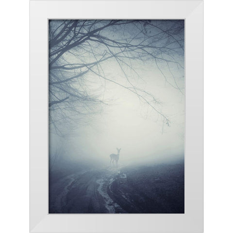 Foggy Morning Hike White Modern Wood Framed Art Print by Incado