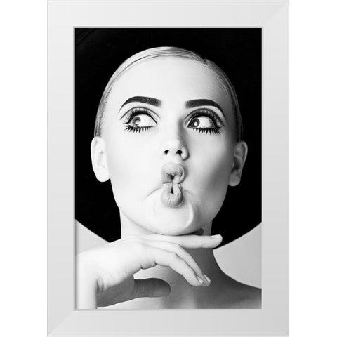 Fish Face Glamour White Modern Wood Framed Art Print by Incado