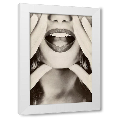 Hey! White Modern Wood Framed Art Print by Incado
