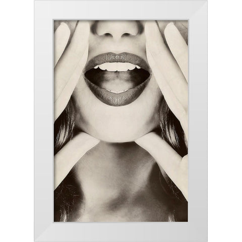 Hey! White Modern Wood Framed Art Print by Incado