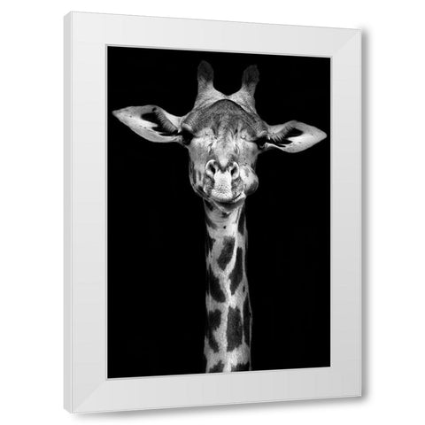 Giraffe White Modern Wood Framed Art Print by Incado
