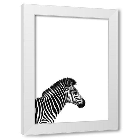 Zebra 2 White Modern Wood Framed Art Print by Incado