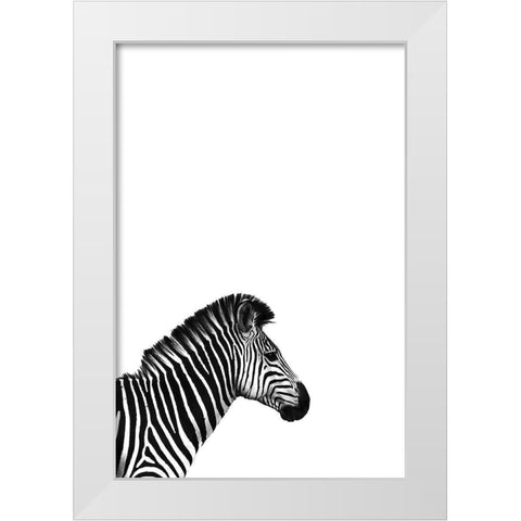 Zebra 2 White Modern Wood Framed Art Print by Incado