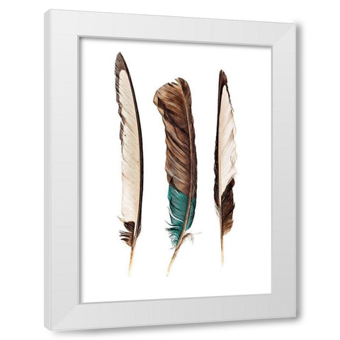 Three Feathers White Modern Wood Framed Art Print by Incado