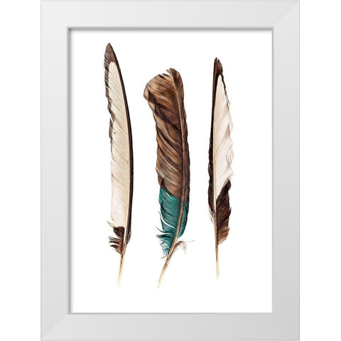 Three Feathers White Modern Wood Framed Art Print by Incado