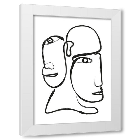 Double Silhouette White Modern Wood Framed Art Print by Incado