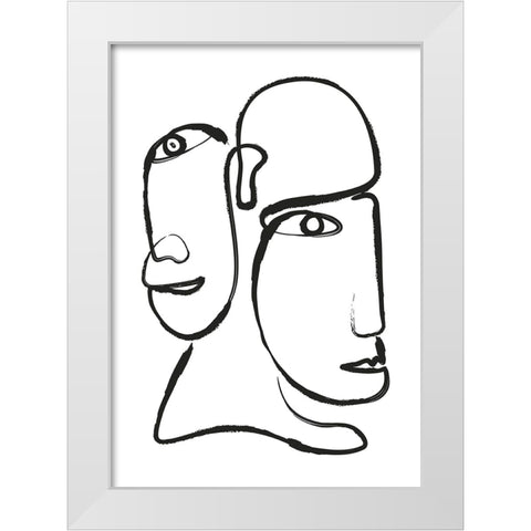 Double Silhouette White Modern Wood Framed Art Print by Incado