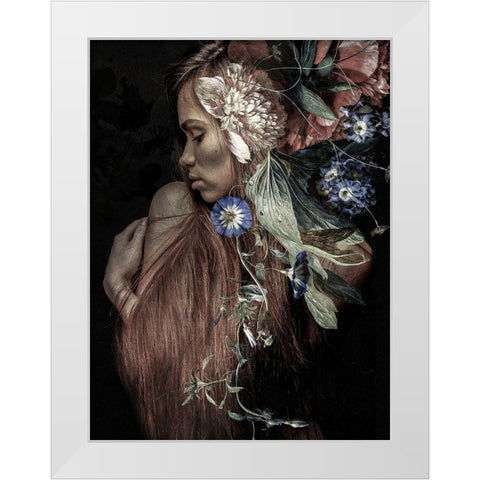 Botanical Woman No. 1 White Modern Wood Framed Art Print by Incado