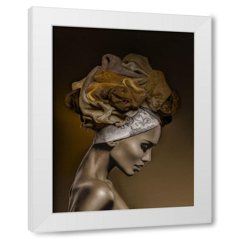 Woman in Thought, Gold White Modern Wood Framed Art Print by Incado