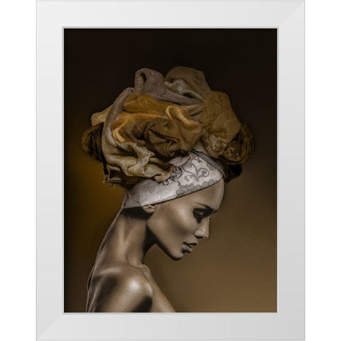 Woman in Thought, Gold White Modern Wood Framed Art Print by Incado