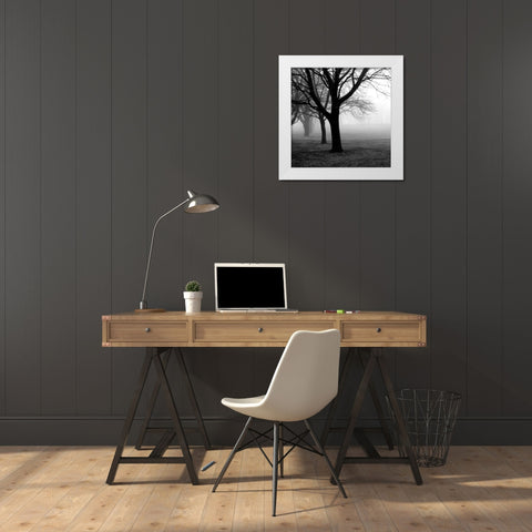 Trees White Modern Wood Framed Art Print by PhotoINC Studio
