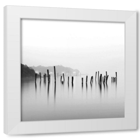 Old Pier White Modern Wood Framed Art Print by PhotoINC Studio