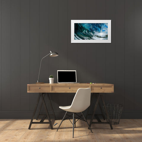 The Wave White Modern Wood Framed Art Print by PhotoINC Studio
