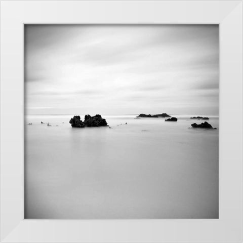 Beach White Modern Wood Framed Art Print by PhotoINC Studio