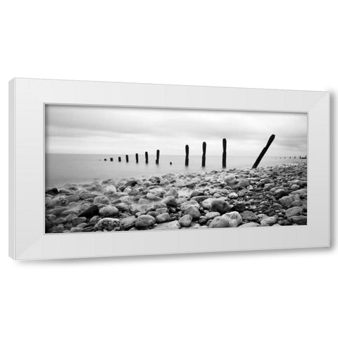Beach Pebbles White Modern Wood Framed Art Print by PhotoINC Studio