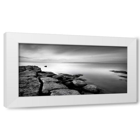 Rocks White Modern Wood Framed Art Print by PhotoINC Studio