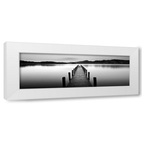 Lake Pier White Modern Wood Framed Art Print by PhotoINC Studio
