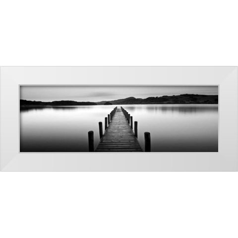 Lake Pier White Modern Wood Framed Art Print by PhotoINC Studio