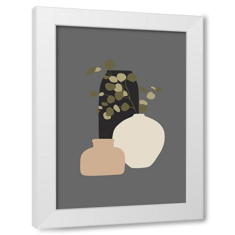 Three Vases III White Modern Wood Framed Art Print by Incado