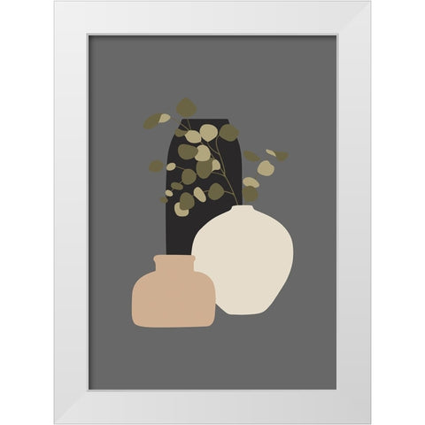 Three Vases III White Modern Wood Framed Art Print by Incado