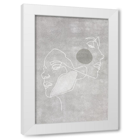 Two Faces White Modern Wood Framed Art Print by Incado