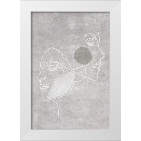 Two Faces White Modern Wood Framed Art Print by Incado