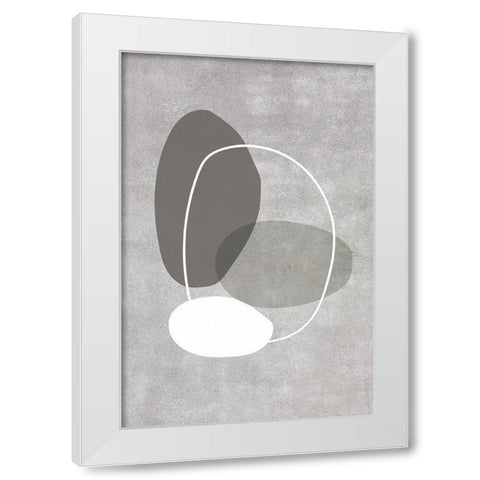 Four Ovals White Modern Wood Framed Art Print by Incado