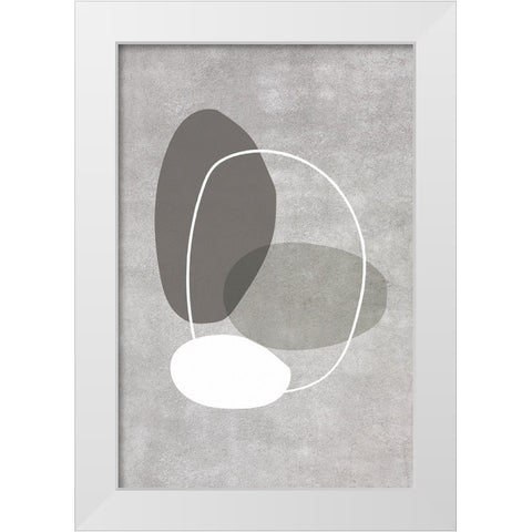 Four Ovals White Modern Wood Framed Art Print by Incado