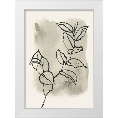 Branch Sketch White Modern Wood Framed Art Print by Incado