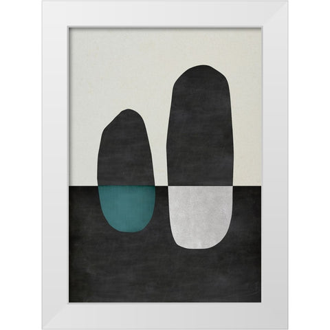 Inverted Shapes White Modern Wood Framed Art Print by Incado