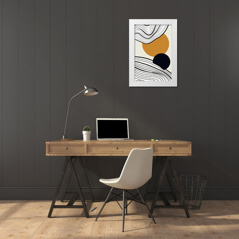 Sun and Moon Rise White Modern Wood Framed Art Print by Incado