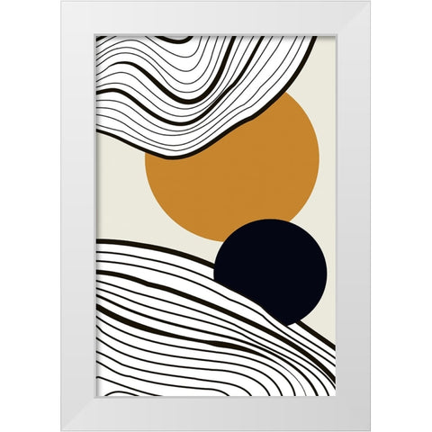 Sun and Moon Rise White Modern Wood Framed Art Print by Incado