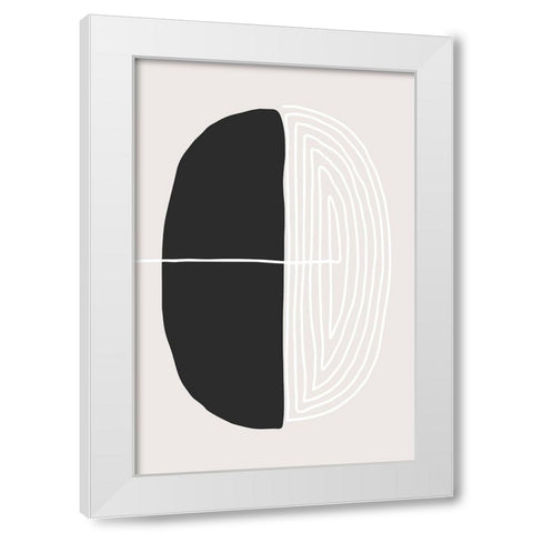 Black and White Oval White Modern Wood Framed Art Print by Incado