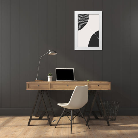 Connected Circles White Modern Wood Framed Art Print by Incado