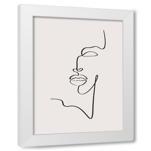 Female Face White Modern Wood Framed Art Print by Incado